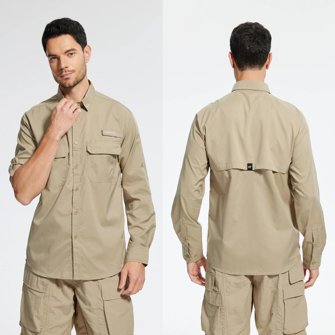 Summer Men's UPF 50+ Casual Long Sleert with Breathable B