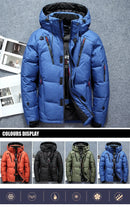 -20 Degree Winter Men White Duck Down Jacket Thick Warm Snow Coat Male Hood Windbreaker Down Parkas Outerwear Sportswear Puffer