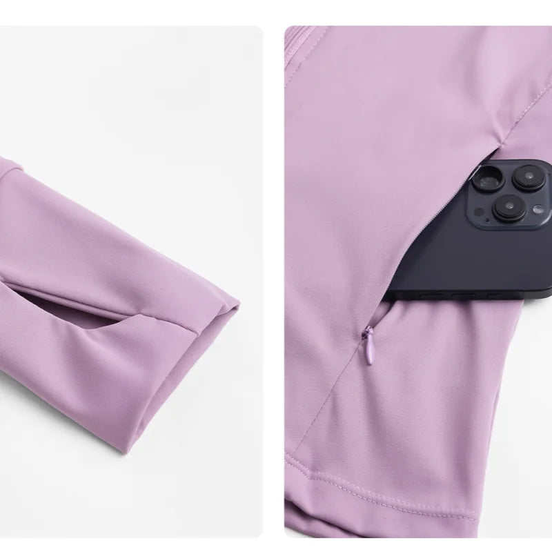 DRUR Autumn Winter Yoga Top Women Hooded Workout Jacket Zip Up Athletic Running Shirts with Pockets Sportswear Christmas Gifts