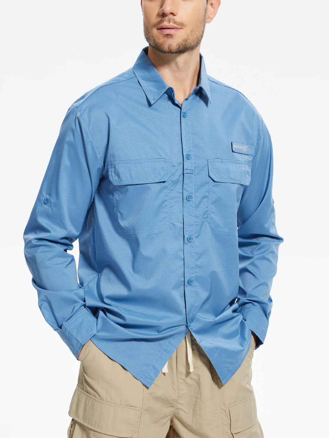 Summer Men's UPF 50+ Casual Long Sleert with Breathable B