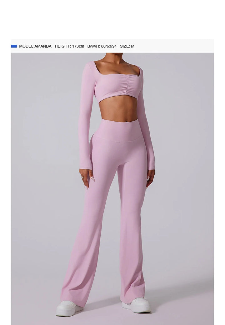 Women High Waist Flared Leggings Gym Fitness Yoga Pants Workout Runing Sport Leggings Women's Control Tummy Yoga Wide Leg Pants