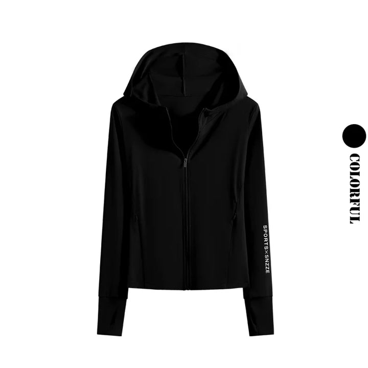 DRUR Autumn Winter Yoga Top Women Hooded Workout Jacket Zip Up Athletic Running Shirts with Pockets Sportswear Christmas Gifts