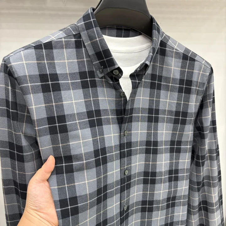 Luxury Brand Embroidery 100% Cotton Long Sleeved Shirt Men
