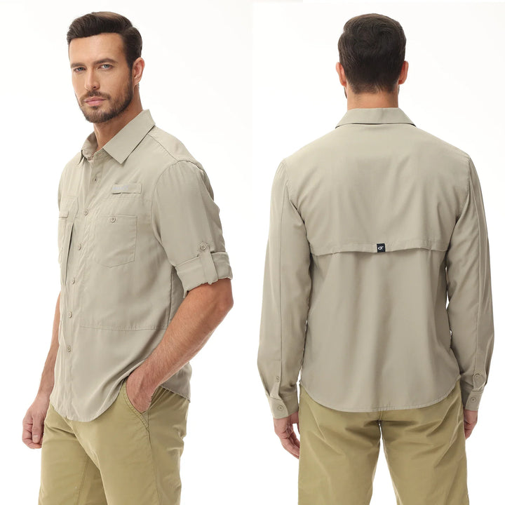 Summer Men's UPF 50+ Casual Long Sleert with Breathable B