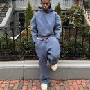 Male Autumn New 2 Piece Set Casual Solid Couple's Hooded Sweatshirt Loose Sweatpants Jogging Sweatshirt Trousers Outfits Suits ﻿