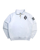 Y2K America Retro Embroidery Pullover White Quarterzip Stand Collar Polo Shirt Sweatshirt Casual Men Clotheing